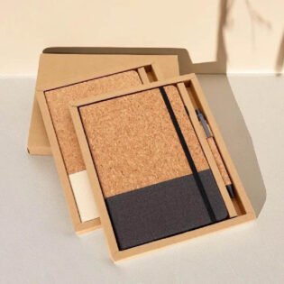 eco friendly notebook gift set with pen in presentation box