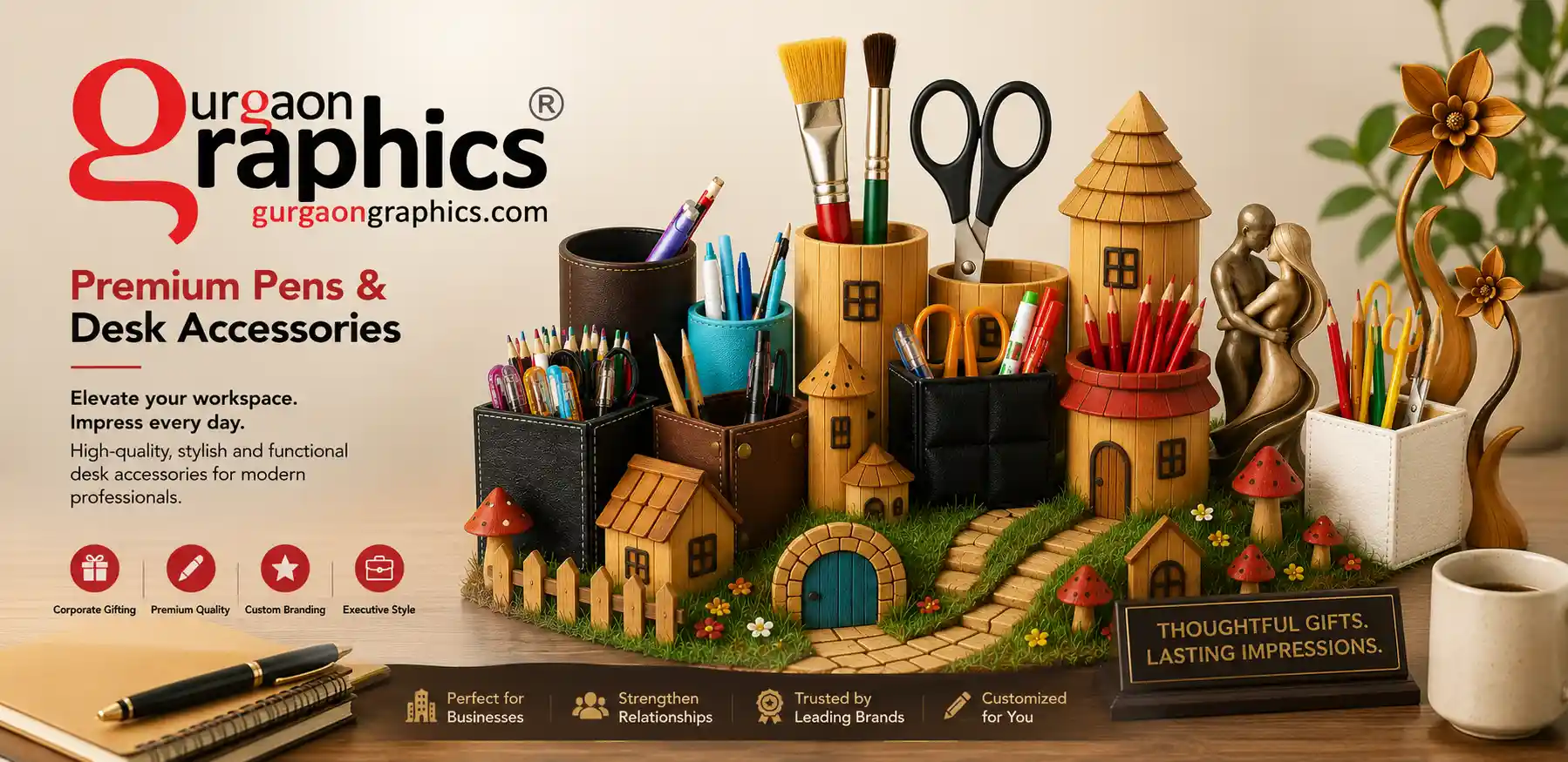 Premium customized pen accessories and executive pen sets for corporate gifting by Gurgaon Graphics.