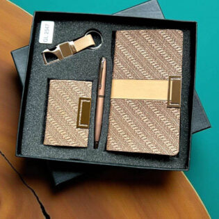 diary gift set with pen keychain and card holder