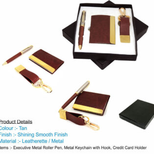 executive notebook pen and keychain gift set for corporate gifting