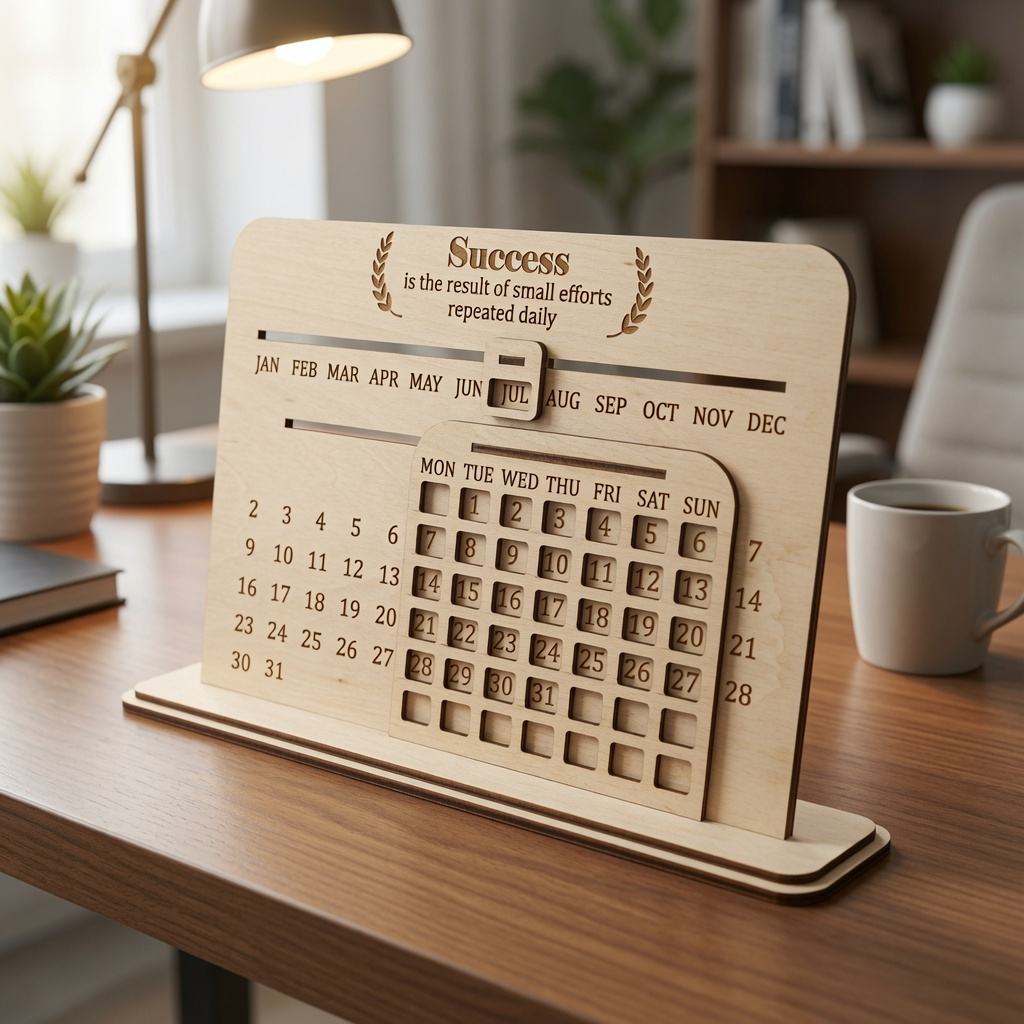 Custom MDF desktop calendar