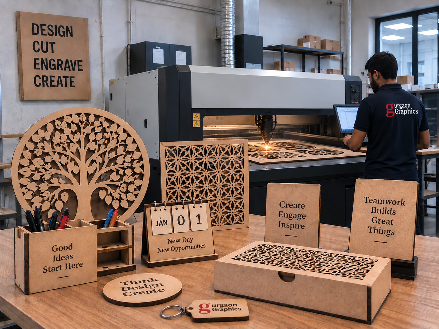 MDF laser cutting and wooden designs in Gurgaon