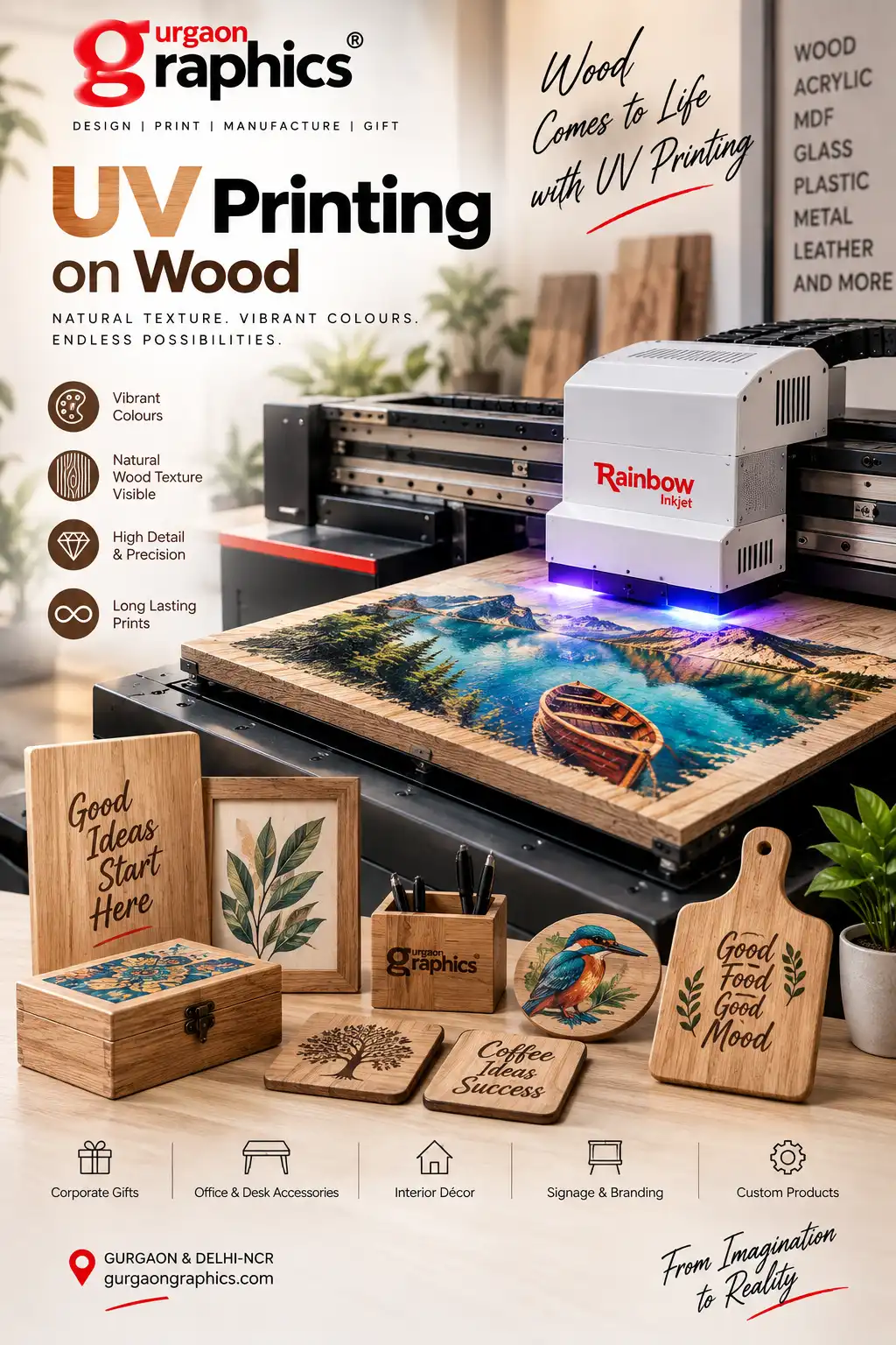 uv printing on wood by gurgaon graphics