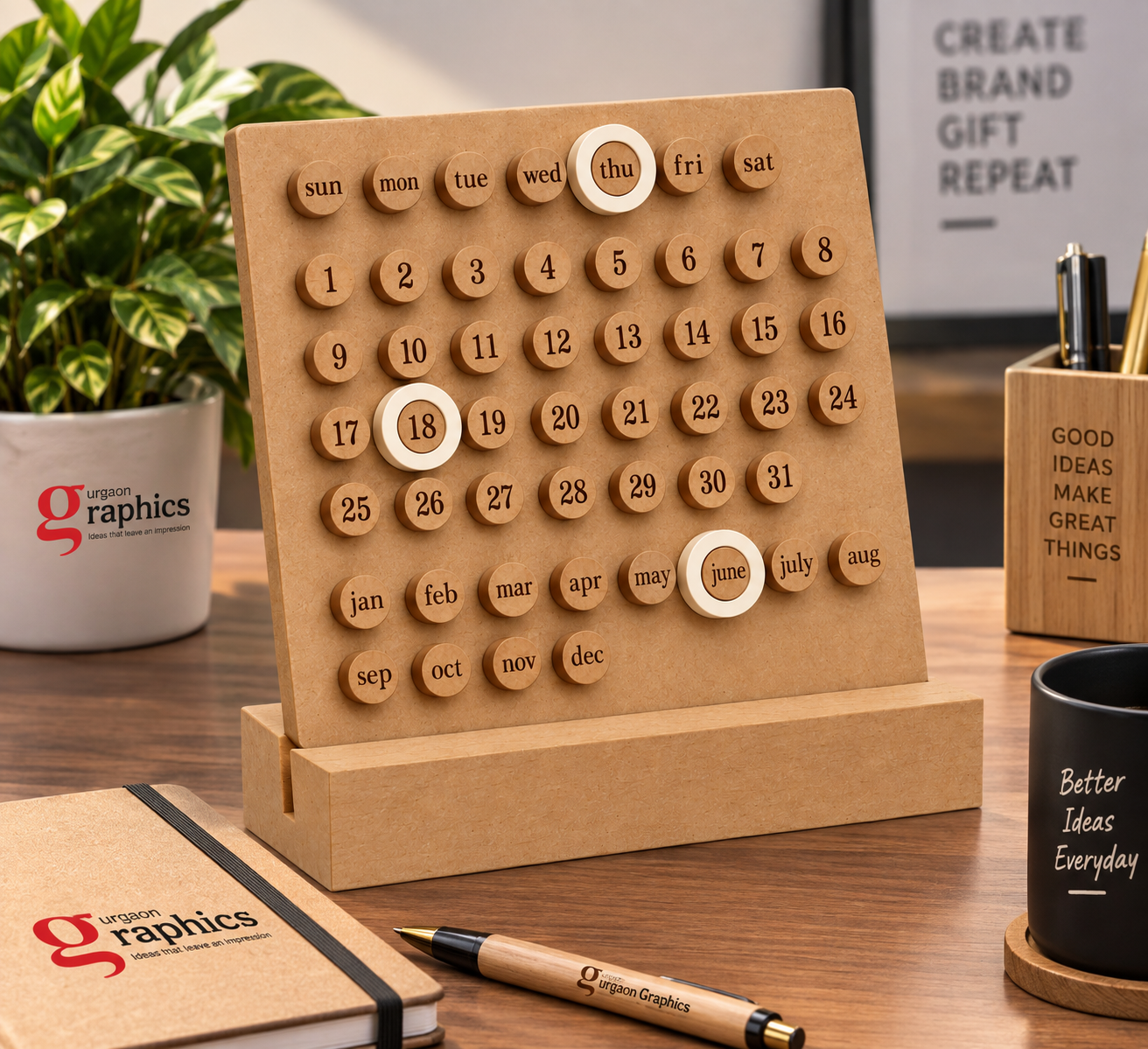 Customized wooden calendar for corporate gifting
