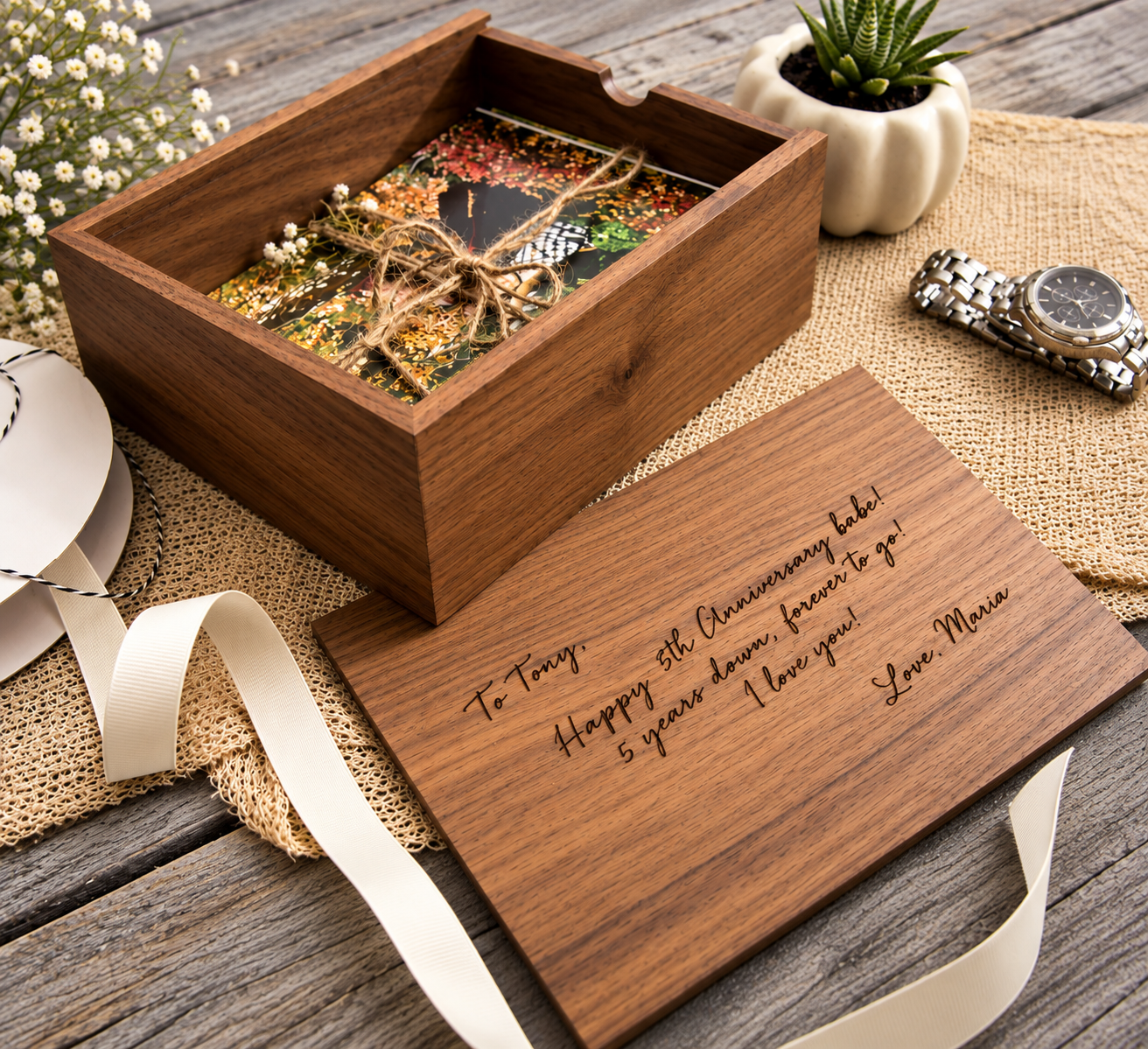 Wooden gift box for corporate hamper