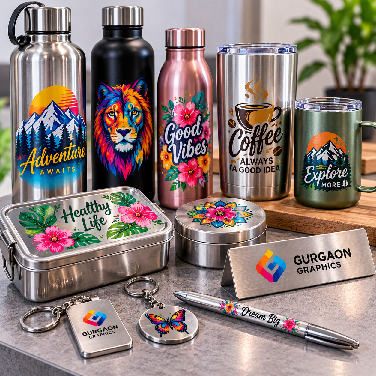 UV DTF sticker printing on metal bottles, tumblers and promotional products